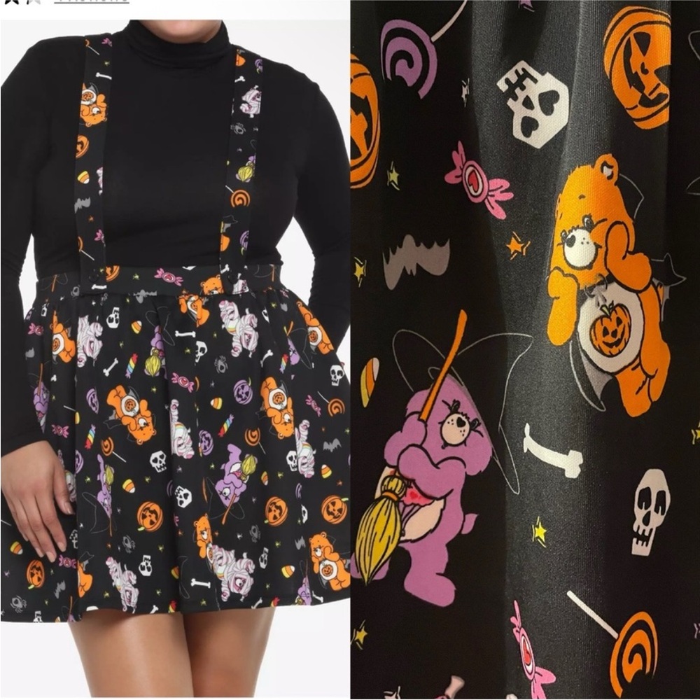 Hot Topic 2X Care Bears Scuba Halloween Suspender Skirt Skirtall EUC